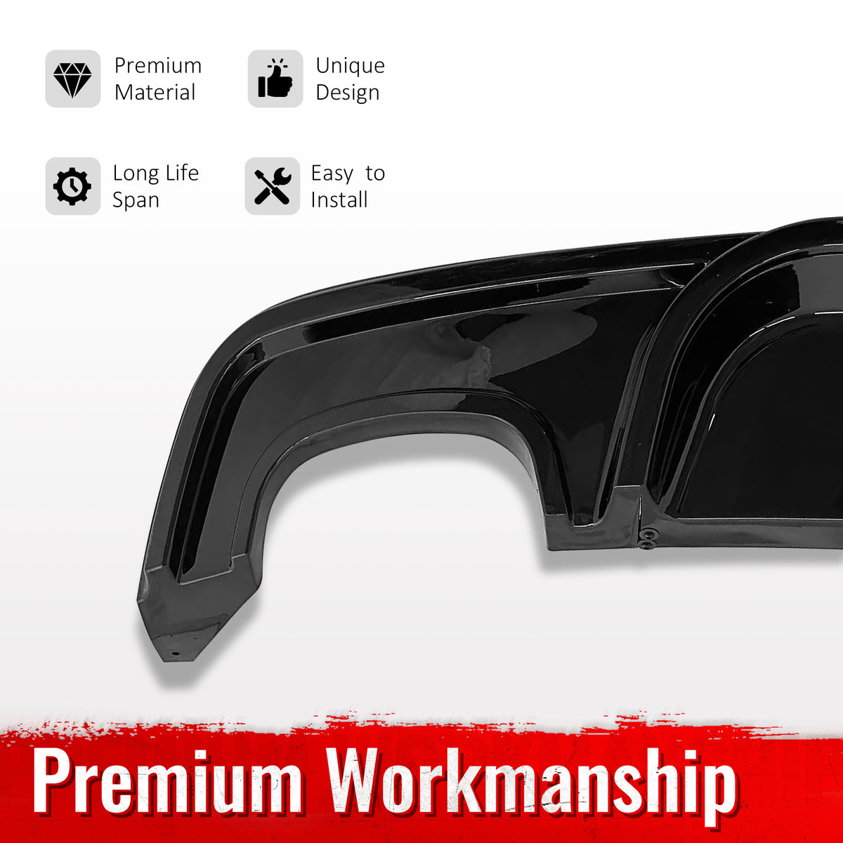 Fits 08-13 BMW 1-Series E82 E88 M Performance Rear Diffuser Lip ABS Gloss Black