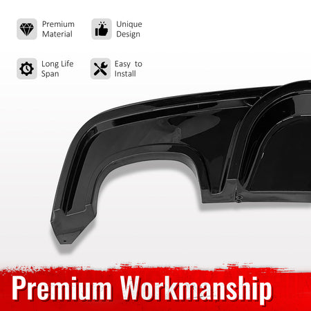 Fits 08-13 BMW 1-Series E82 E88 M Performance Rear Diffuser Lip ABS Gloss Black