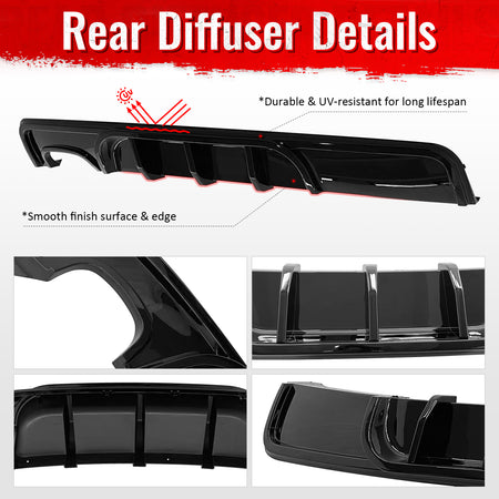 Fits 08-13 BMW 1-Series E82 E88 M Performance Rear Diffuser Lip ABS Gloss Black