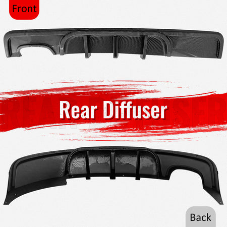 Fits 08-13 BMW E82 E88 M Performance Rear Diffuser W/ LED Carbon Fiber Print ABS