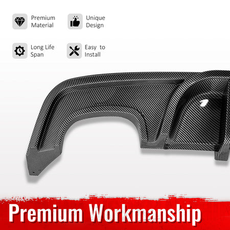 Fits 08-13 BMW E82 E88 M Performance Rear Diffuser W/ LED Carbon Fiber Print ABS
