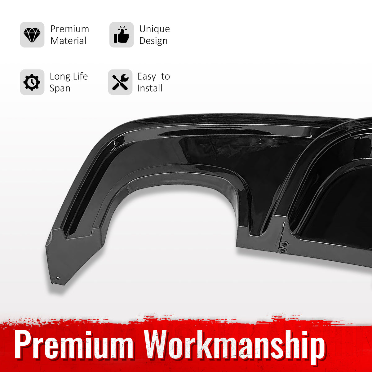 Fits 08-13 BMW 1-Series E82 E88 M Performance Rear Diffuser W/ LED Gloss Black