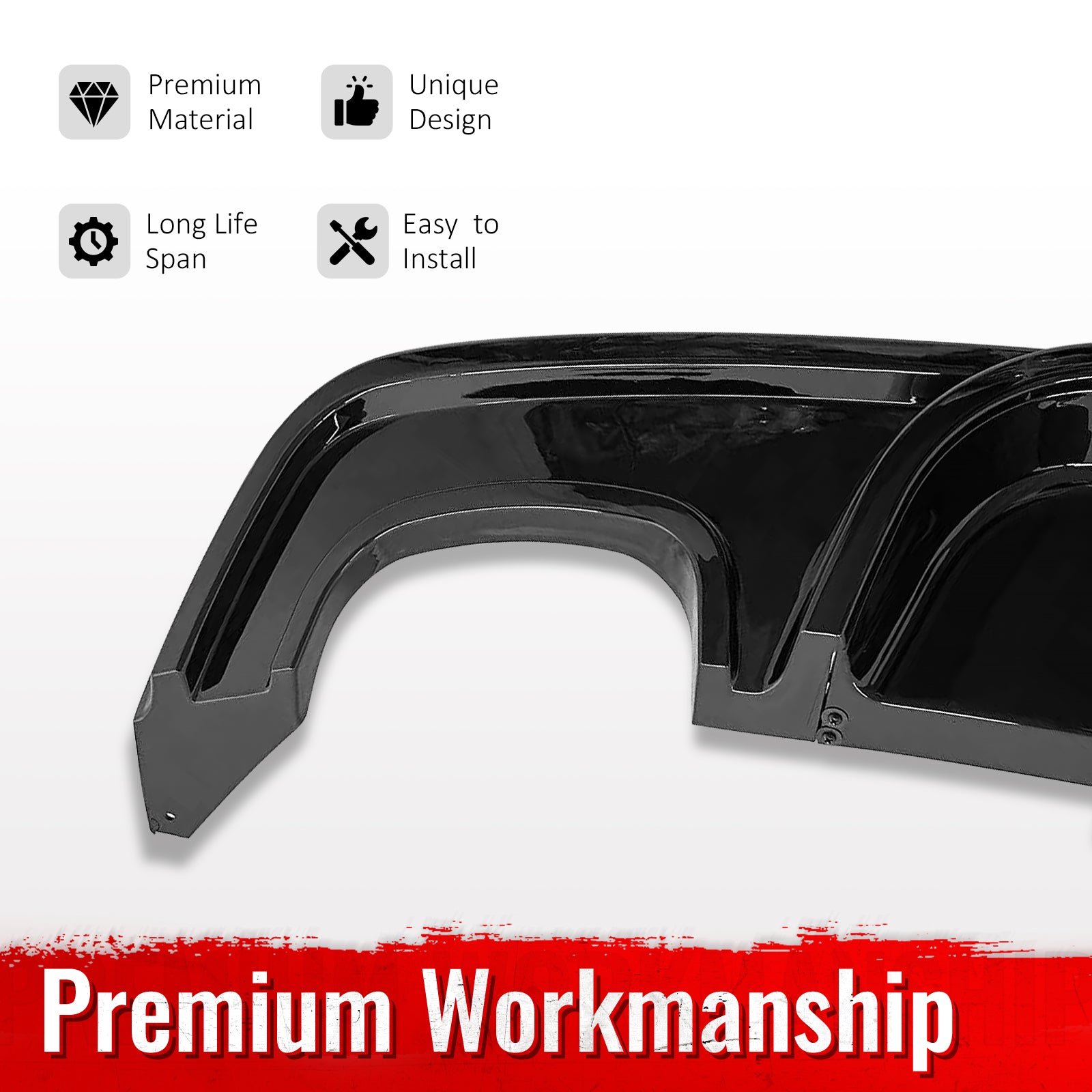 Fits 08-13 BMW 1-Series E82 E88 M Performance Rear Diffuser W/ LED Gloss Black