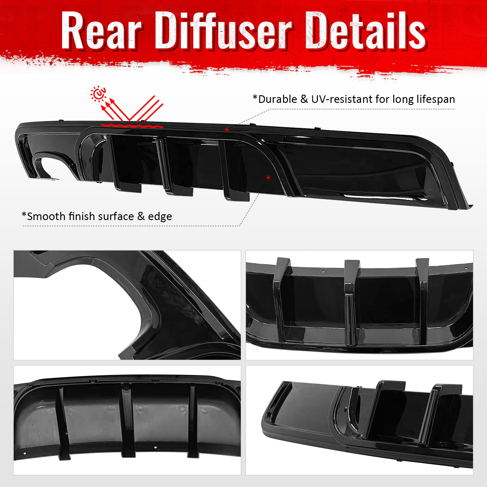 Fits 08-13 BMW 1-Series E82 E88 M Performance Rear Diffuser W/ LED Gloss Black