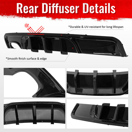 Fits 08-13 BMW 1-Series E82 E88 M Performance Rear Diffuser W/ LED Gloss Black