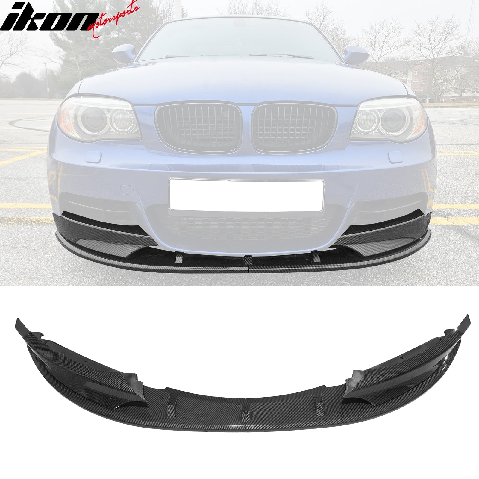 2008 - 2013 BMW E82 E88 1 - Series Carbon Fiber Print Front Bumper Lip ABSCarbon Fiber PrintIkon Motorsports