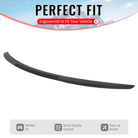 IKON MOTORSPORTS, Trunk Spoiler Compatible with 2008-2013 BMW E82 1 Series M Coupe, M4 Style Matte Black ABS Plastic Add-on Rear Trunk Lid Spoiler Wing Lip