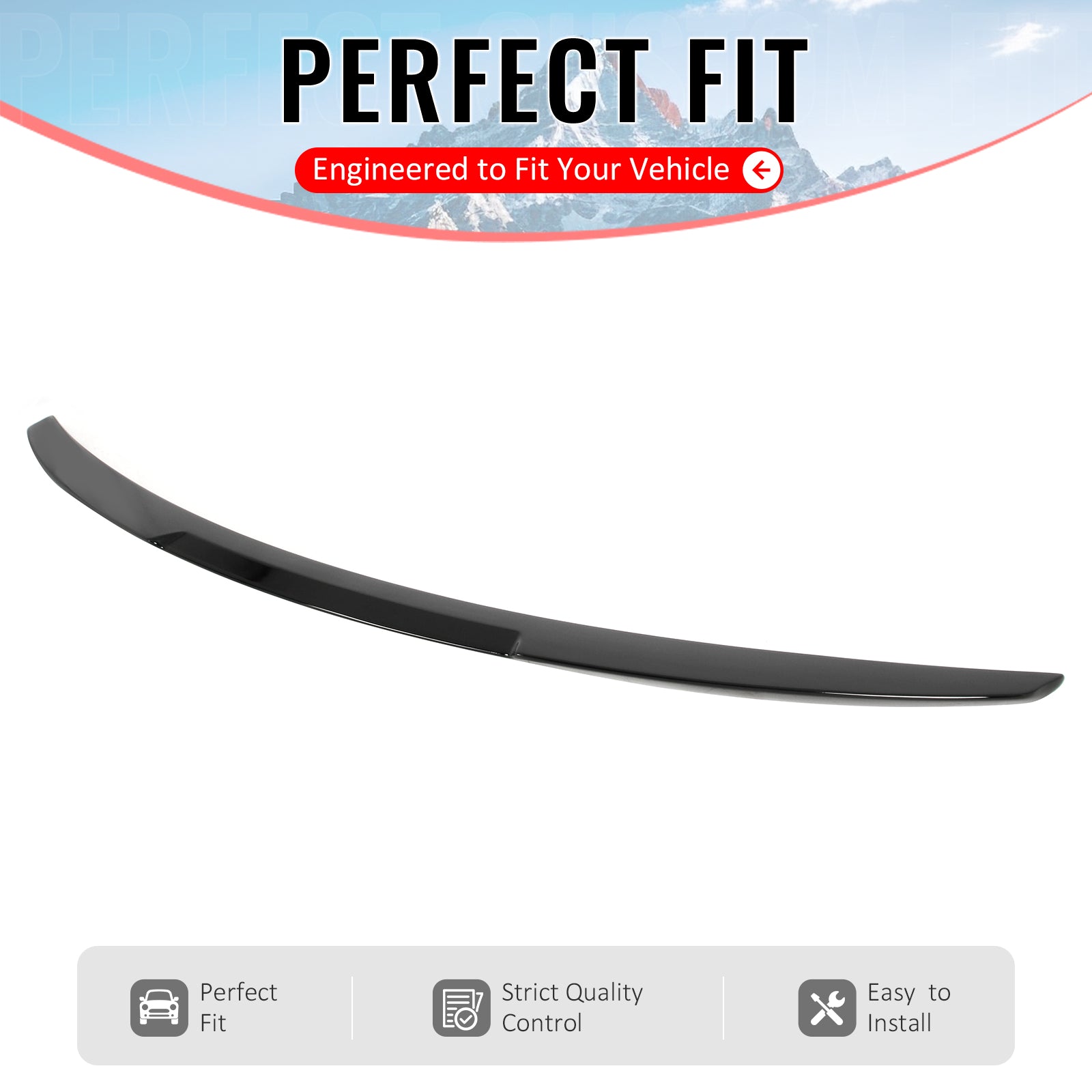 IKON MOTORSPORTS, Trunk Spoiler Compatible with 2008-2013 BMW E82 1 Series M Coupe, M4 Style Gloss Black ABS Plastic Add-on Rear Trunk Lid Spoiler Wing Lip