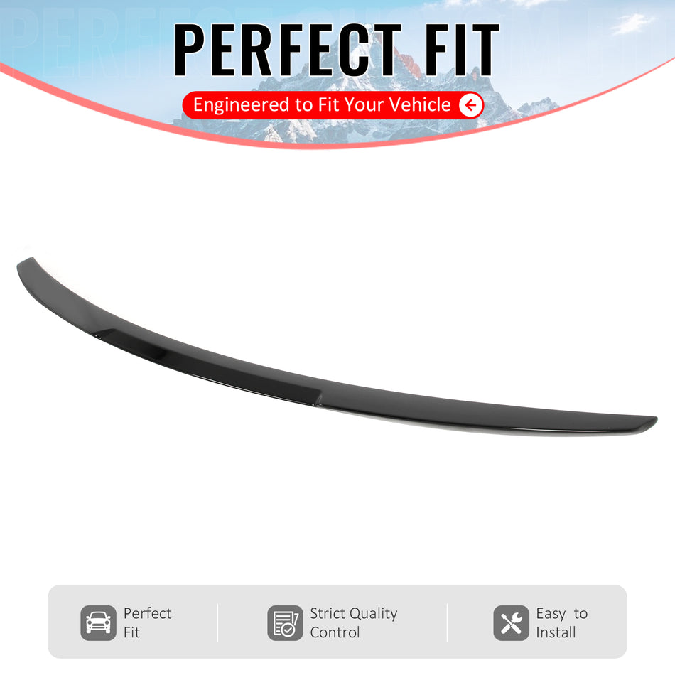 IKON MOTORSPORTS, Trunk Spoiler Compatible with 2008-2013 BMW E82 1 Series M Coupe, M4 Style Gloss Black ABS Plastic Add-on Rear Trunk Lid Spoiler Wing Lip