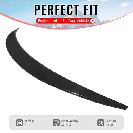 IKON MOTORSPORTS, Trunk Spoiler Compatible with 2008-2013 BMW E82 1-Series Coupe 2-Door, P Style Gloss Black ABS Plastic Rear Trunk Lid Spoiler Wing Lip