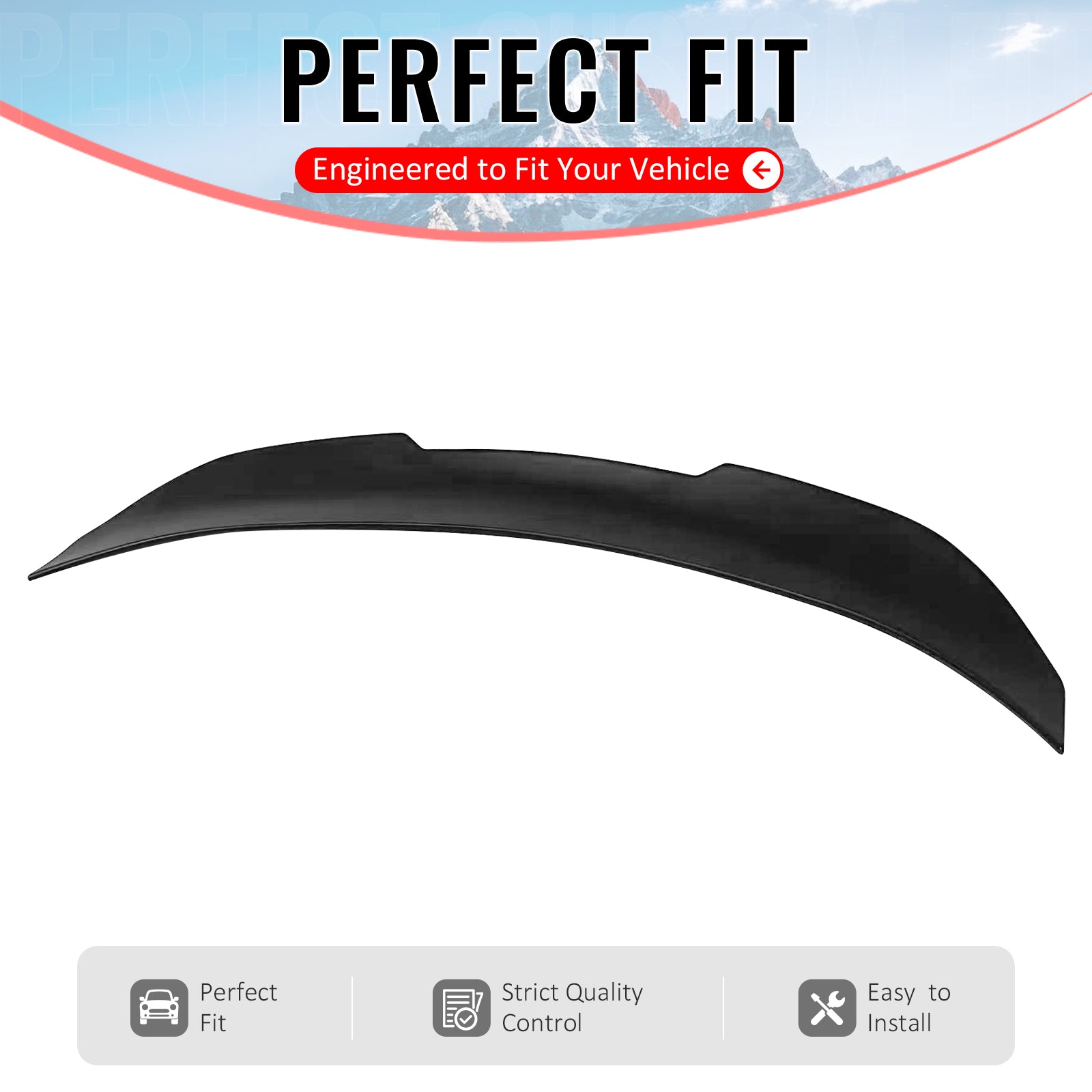 IKON MOTORSPORTS, Trunk Spoiler Compatible with 2008-2013 BMW E82 1 Series M Coupe, PSM Style Matte Black ABS Plastic Add-on Rear Trunk Lid Spoiler Wing Lip