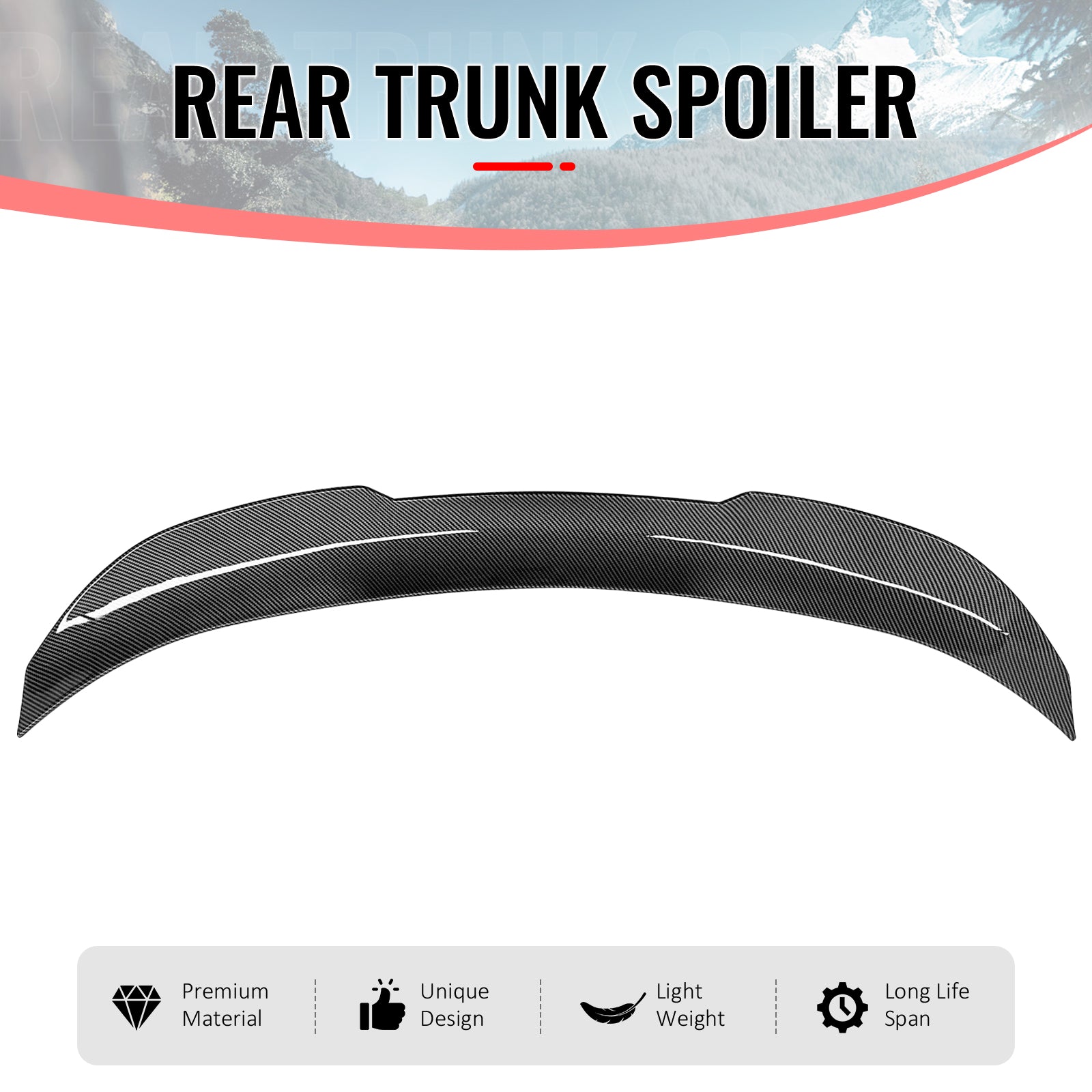 Fits 08-13 BMW E82 1-Series Coupe PSM Style Trunk Spoiler Carbon Fiber Print ABS