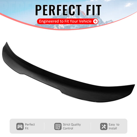 IKON MOTORSPORTS, Trunk Spoiler Compatible with 2008-2013 BMW E82 1 Series M Coupe, PSM Style Gloss Black ABS Plastic Add-on Rear Trunk Lid Spoiler Wing Lip