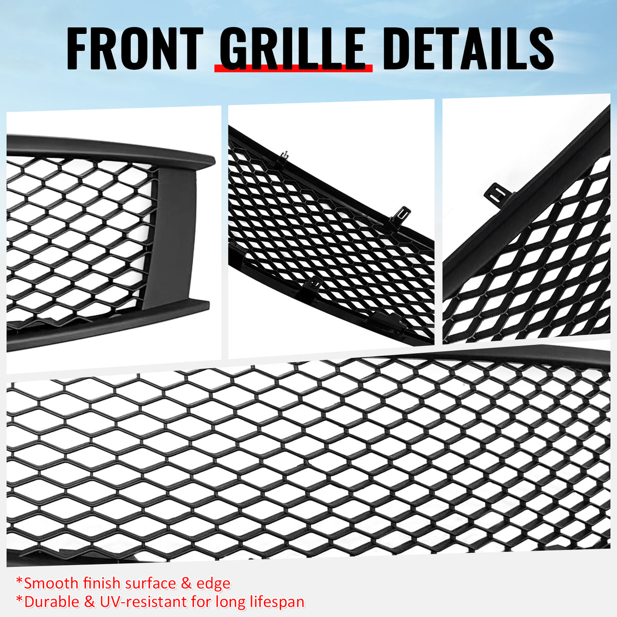 Fits 08-15 Infiniti G37 Q60 Coupe Honeycomb Style Upper Grille Matte Black ABS