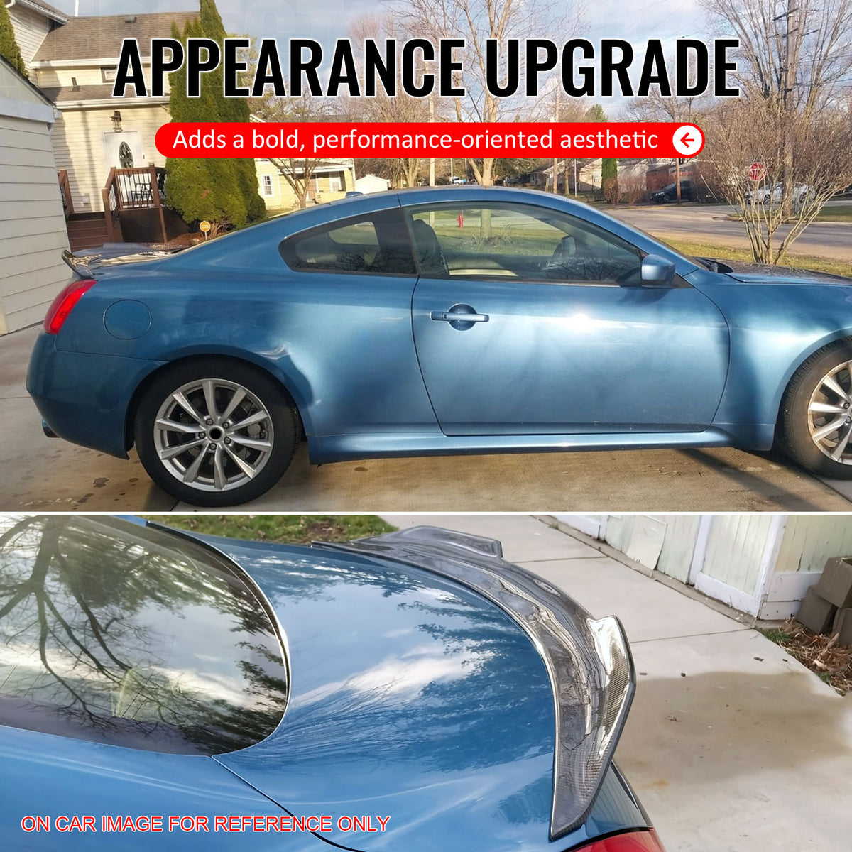 Fits 08-13 INFINITI G37 & 14-15 Q60 Trunk Spoiler Wing Gloss Black PSM Style ABS
