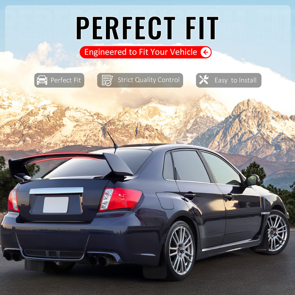 IKON MOTORSPORTS, Trunk Spoiler Compatible with 2008-2014 Subaru Impreza WRX/STI & 2008-2011 Impreza 2.5i/Sport/2.5 GT Sedan, STI Style Primer Black ABS Plastic Rear Trunk Lid Spoiler Wing Lip 5PCS