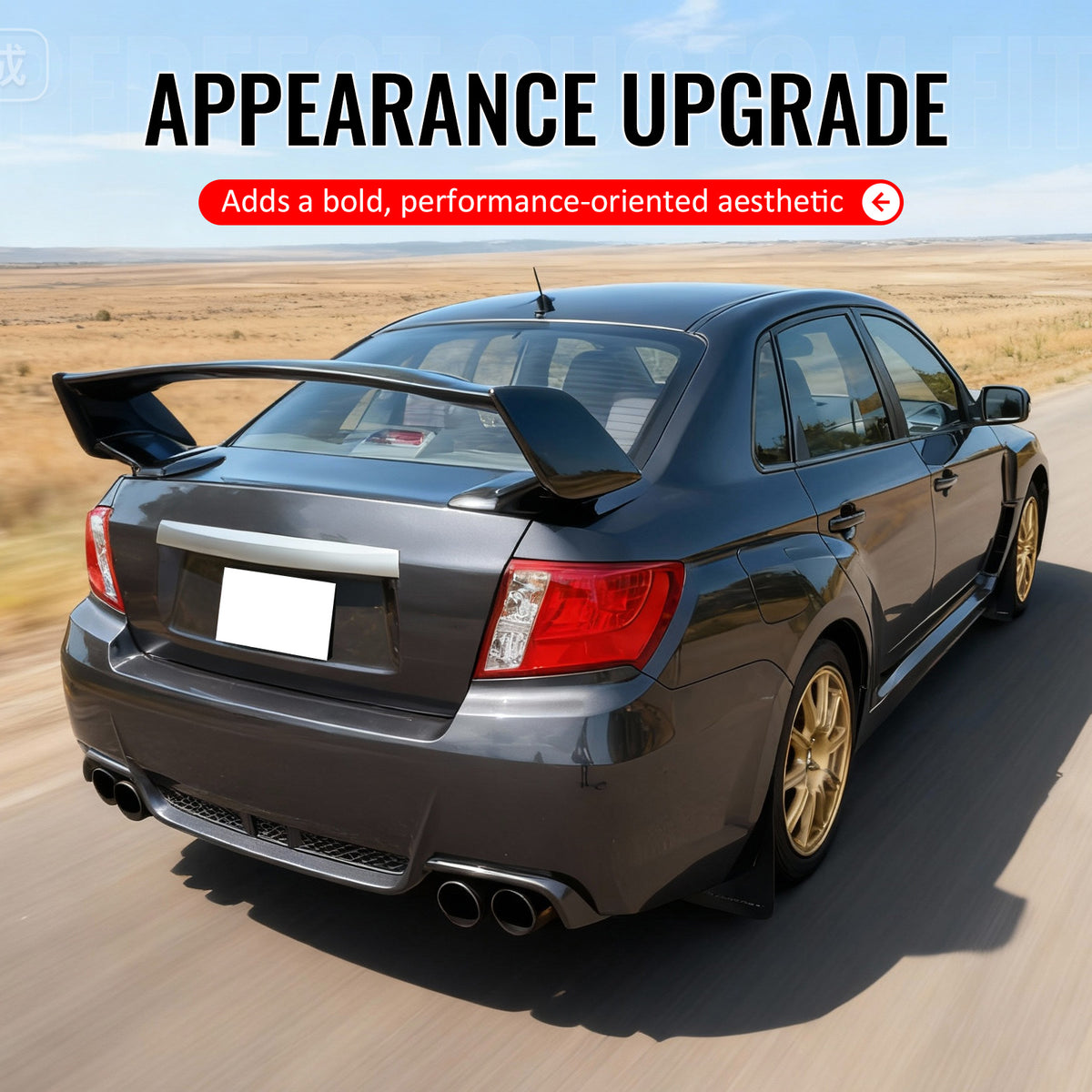 Fits 08-14 Subaru Impreza WRX STI Style Rear Trunk Spoiler Wing Primer Black 5PC