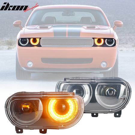 Fits 08-14 Challenger Front Bumper Cover + Demon Lip + Fender Flare + Headlights