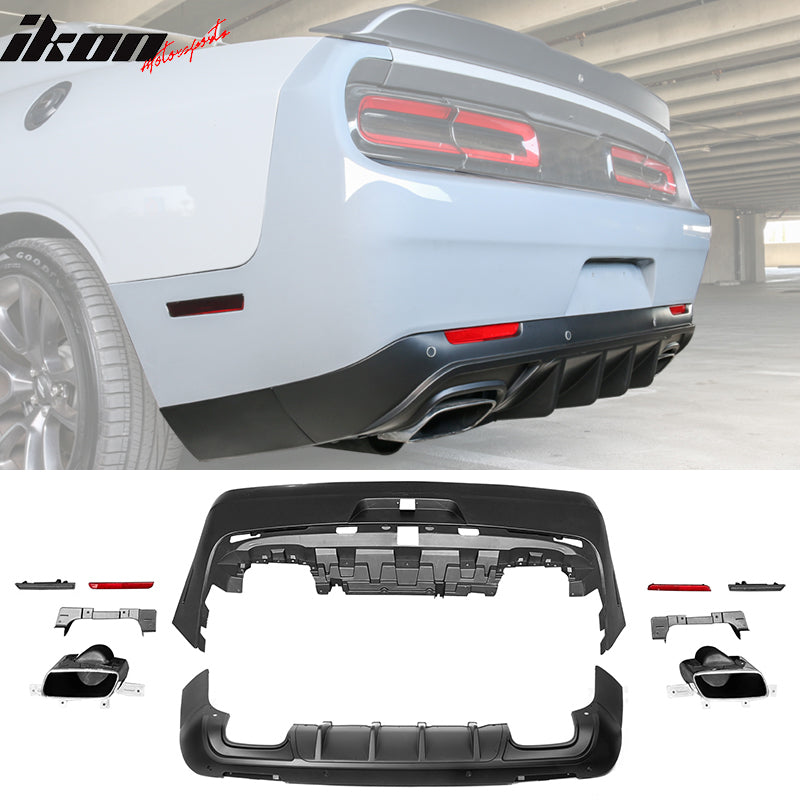 Fits 08-14 Challenger Front Rear Bumper w/ Lip + Demon Fender Flare +V3 Diffuser