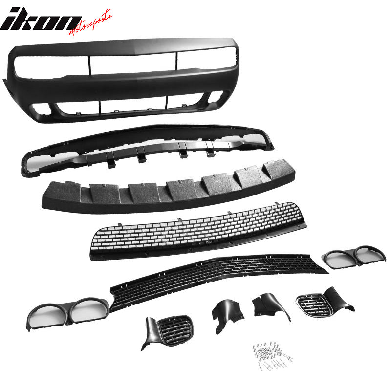 Fits 08-14 Challenger Front Rear Bumper w/ Lip + Demon Fender Flare +V3 Diffuser
