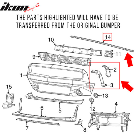 Fits 08-14 Challenger Front Rear Bumper w/ Lip + Demon Fender Flare +V3 Diffuser