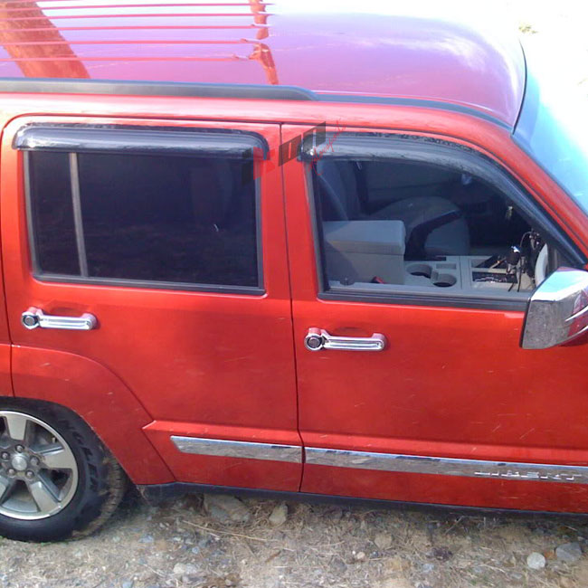 Window Visor Compatible With 2008-2014 Jeep Liberty 4Dr, Window Visor Smoke Slim Style Sun Guard 4PC by IKON MOTORSPORTS, 2009 2010 2011 2012 2013