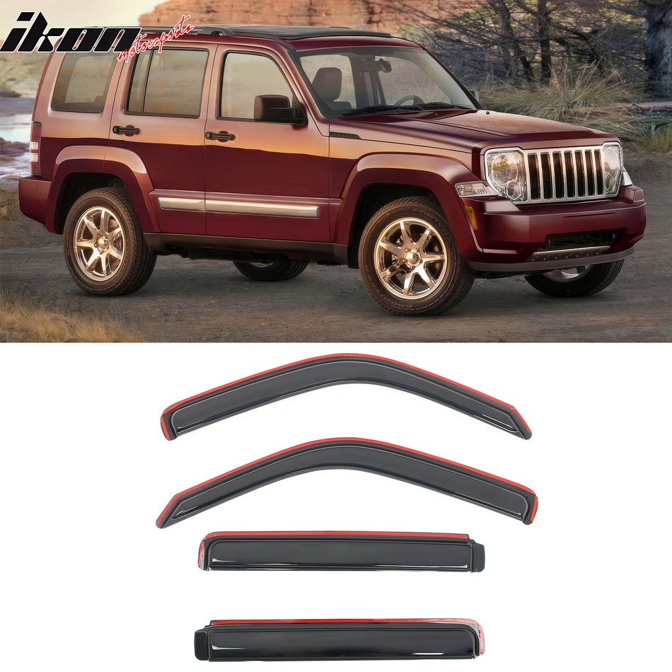 2008-2014 Jeep Liberty 4-Door In Channel Window Visors Rain Deflectors