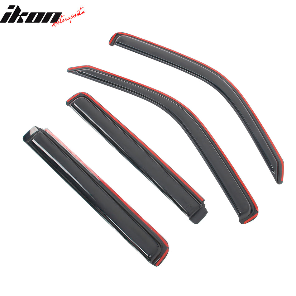 IKON MOTORSPORTS In Channel Window Visors Compatible with 2008-2014 Jeep Liberty 4-Door, Slim Style Acrylic Smoke Rain Guards, Side Window Wind Deflectors 4PCS