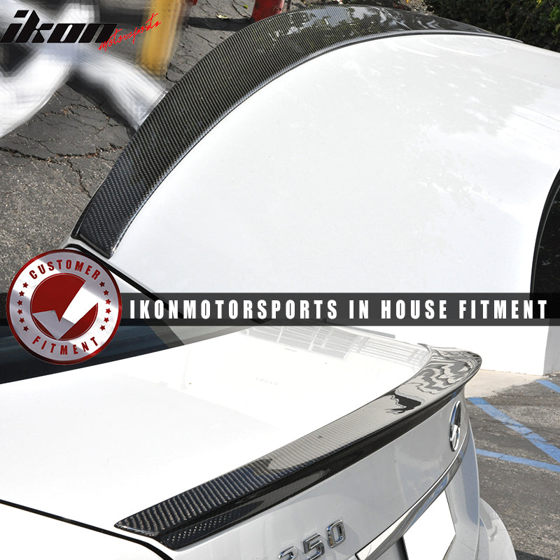 Trunk Spoiler Compatible With 2008-2014 Mercedes Benz C-Class W204, D Style Real Carbon Fiber(CF) Finisher Rear Tail lid Deck Boot Wing by IKON MOTORSPORTS, 2009 2010 2011 2012 2013