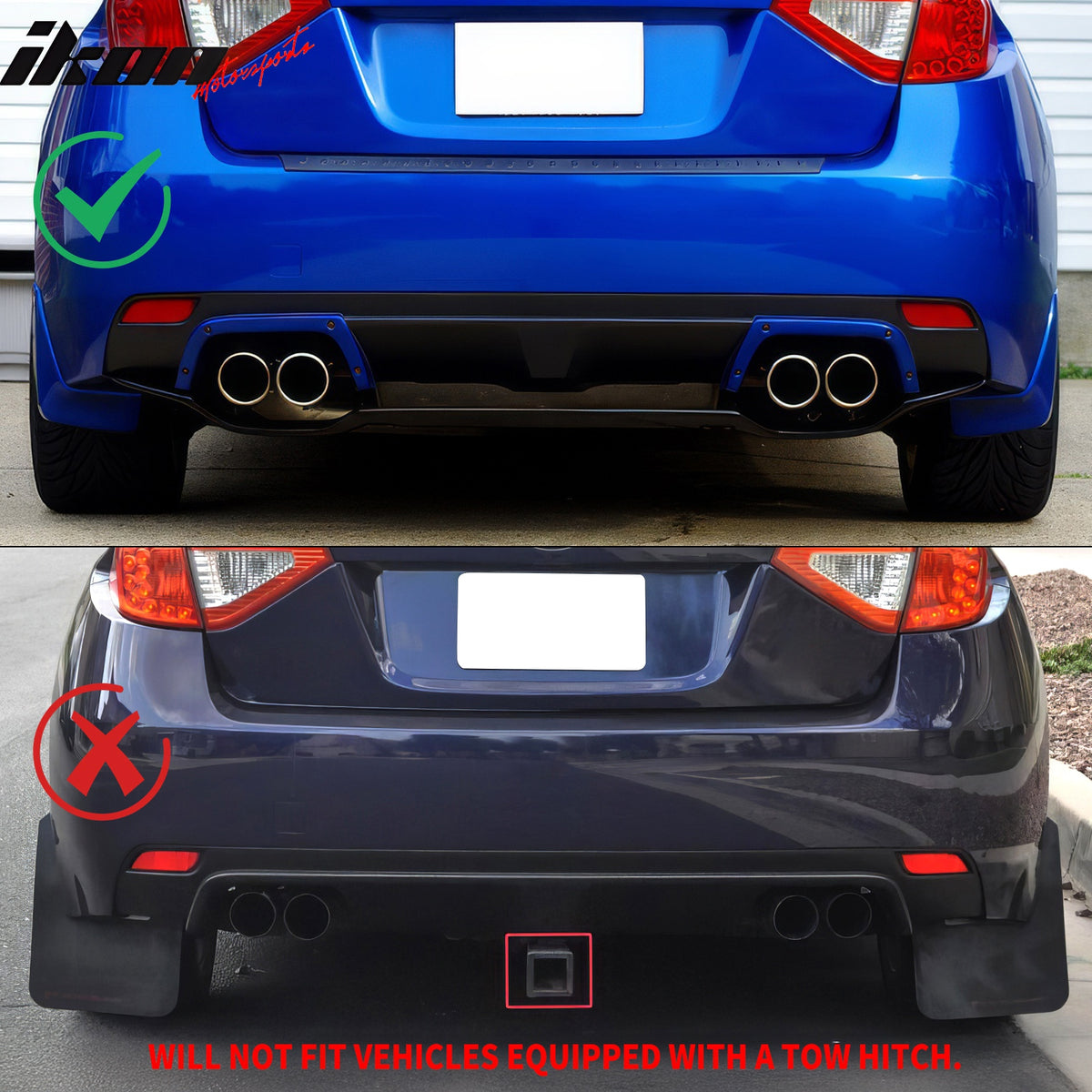 For 08-14 Subaru Impreza WRX 5DR STI Rear Bumper Lip Splitter Carbon Fiber Print