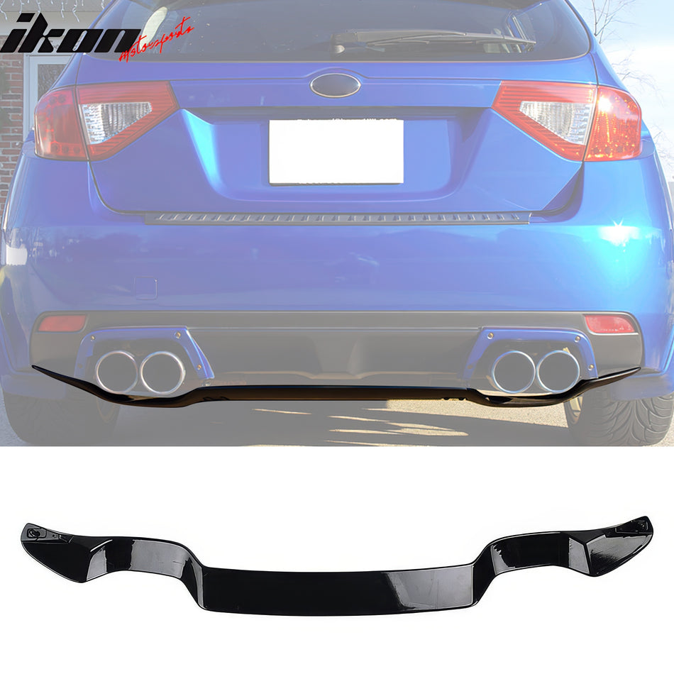 2008-2014 Subaru Impreza STI Gloss Black Rear Bumper Diffuser Lip ABS