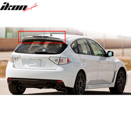 IKON MOTORSPRTS, Gurney Flap Compatible With 2008-2014 Subaru Impreza WRX 5-Door Hatchback, Rear Spoiler Window Visor Add-On Wicker Bill Real Carbon Fiber Extension, 2009 2010 2011 2012 2013