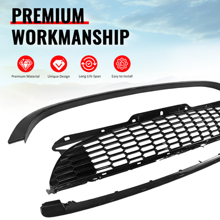 For 08-15 Mini Cooper S JCW R55 R56 R57 R58 R59 Gloss Black Front Grille w/Frame