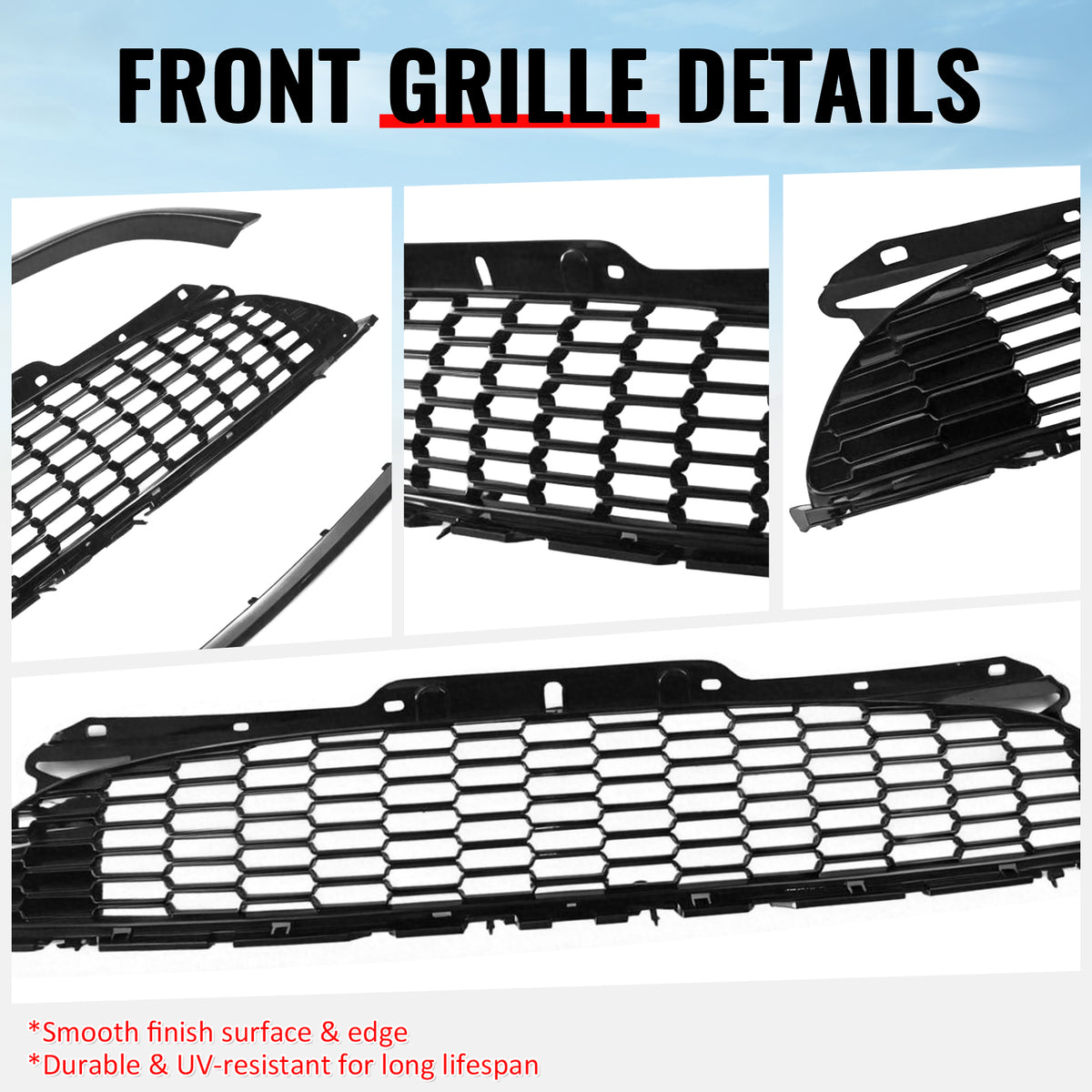 For 08-15 Mini Cooper S JCW R55 R56 R57 R58 R59 Gloss Black Front Grille w/Frame