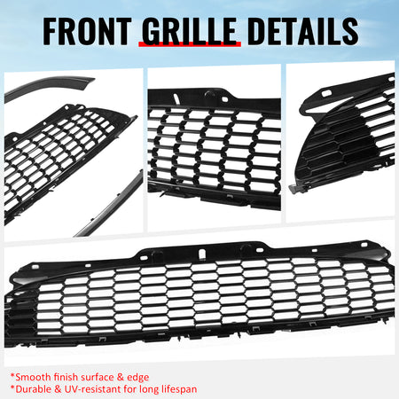 For 08-15 Mini Cooper S JCW R55 R56 R57 R58 R59 Gloss Black Front Grille w/Frame