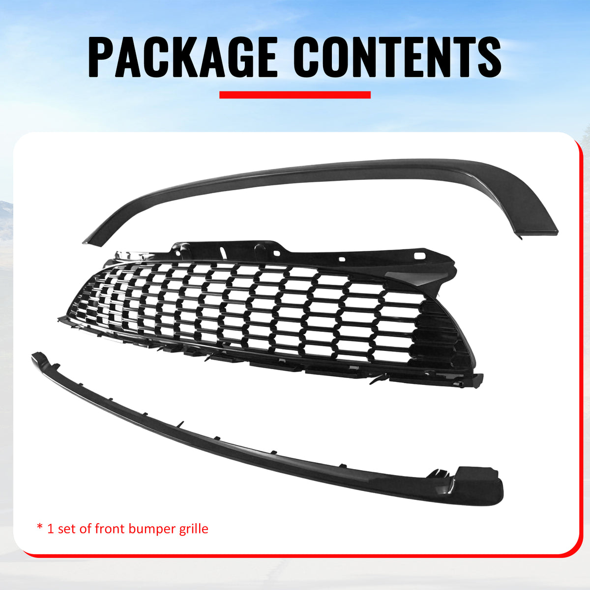 For 08-15 Mini Cooper S JCW R55 R56 R57 R58 R59 Gloss Black Front Grille w/Frame