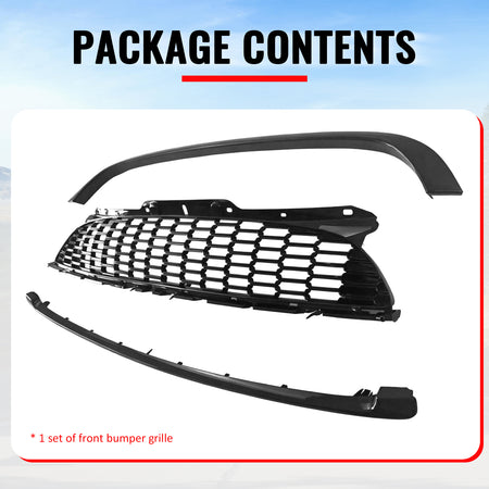 For 08-15 Mini Cooper S JCW R55 R56 R57 R58 R59 Gloss Black Front Grille w/Frame