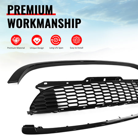 For 08-15 Mini Cooper S JCW R55 R56 R57 R58 R59 Matte Black Front Grille w/Frame