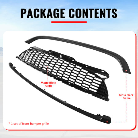 For 08-15 Mini Cooper S JCW R55 R56 R57 R58 R59 Matte Black Front Grille w/Frame