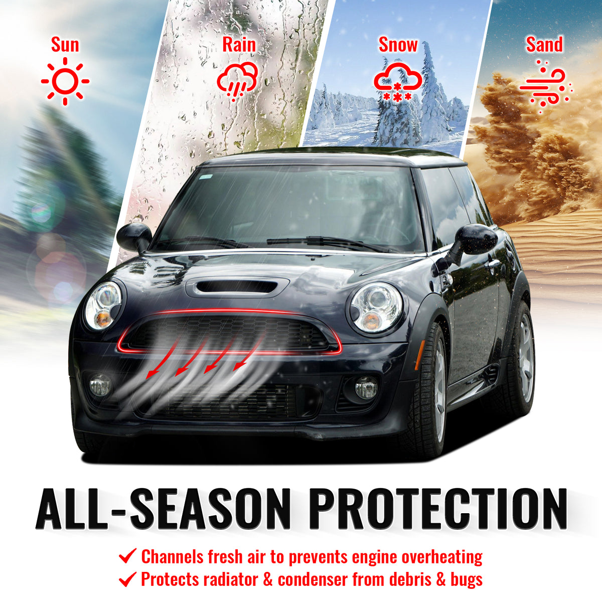 For 08-15 Mini Cooper S JCW R55 R56 R57 R58 R59 Matte Black Front Grille w/Frame