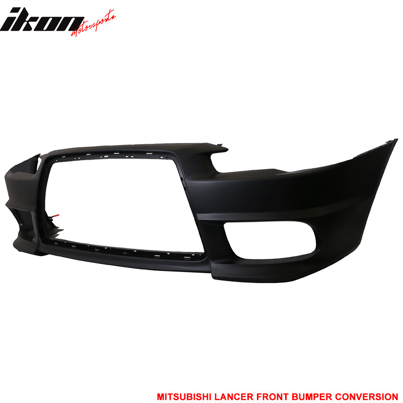 Fits 08-15 Mitsubishi Lancer EVO Style Front Bumper Cover + Grille Fog Covers