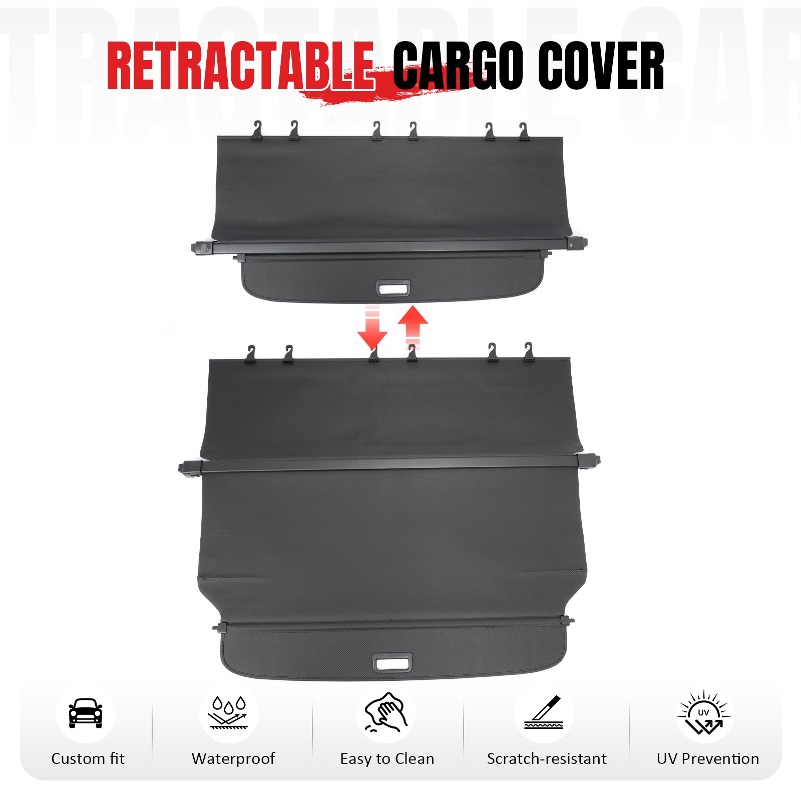 Fits 08-15 Nissan Rogue & Select Retractable Cargo Cover Carbon Fiber Texture