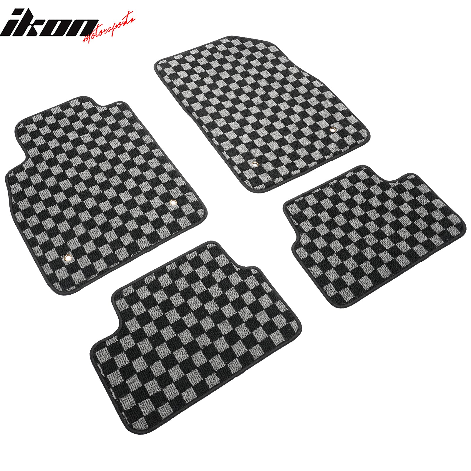For 08-16 Chevrolet Cruze Floor Mats Non-Slip Carpets Checkered Black Gray Plaid