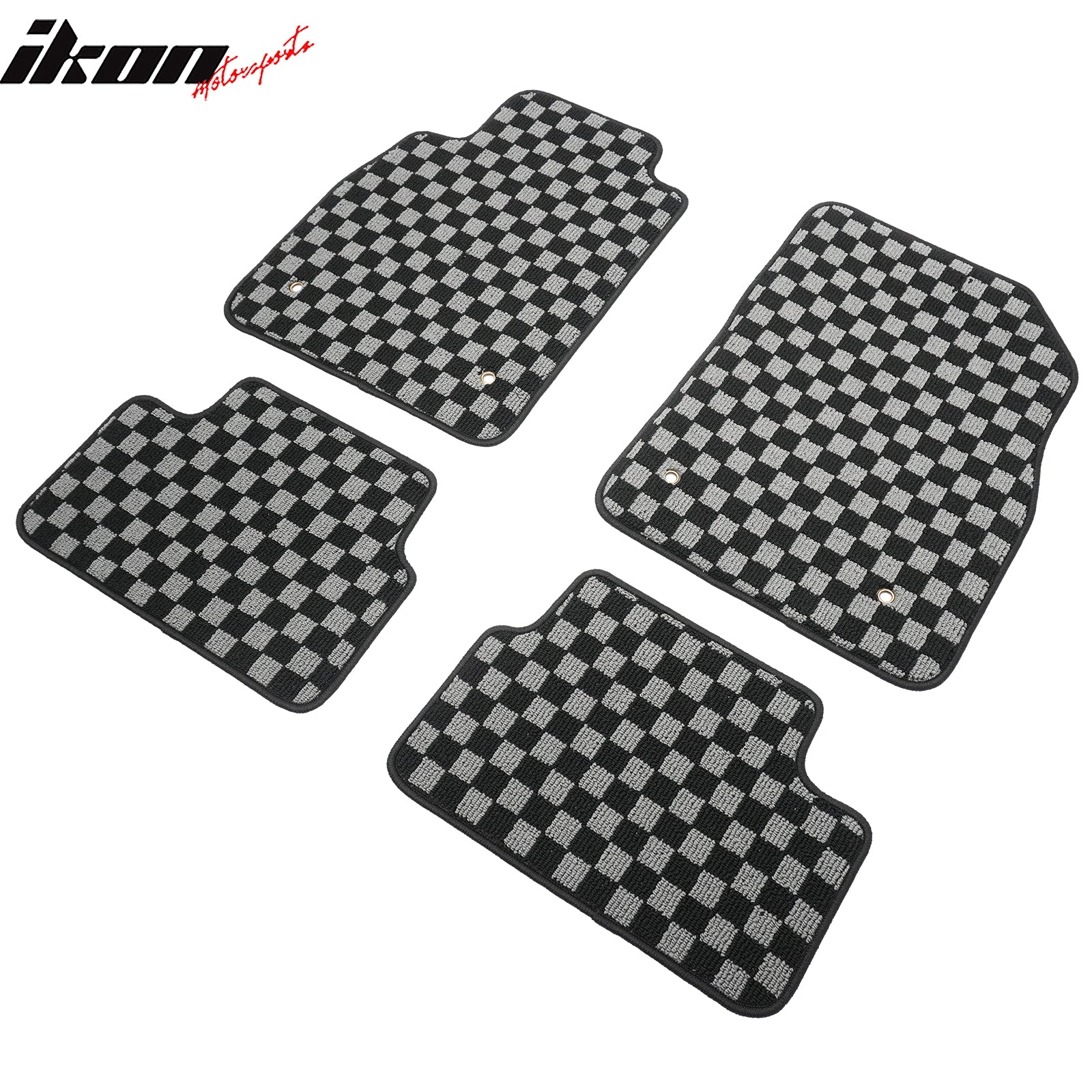 For 08-16 Chevrolet Cruze Floor Mats Non-Slip Carpets Checkered Black Gray Plaid