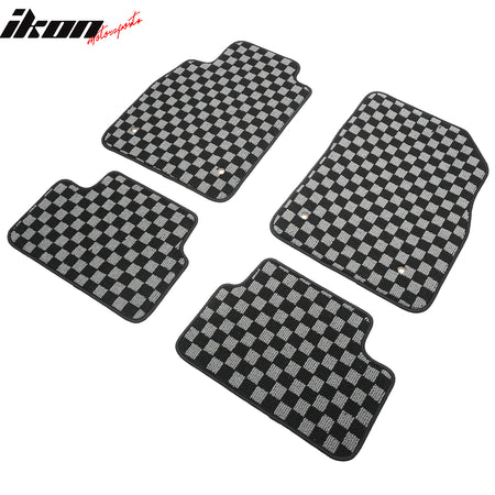 For 08-16 Chevrolet Cruze Floor Mats Non-Slip Carpets Checkered Black Gray Plaid