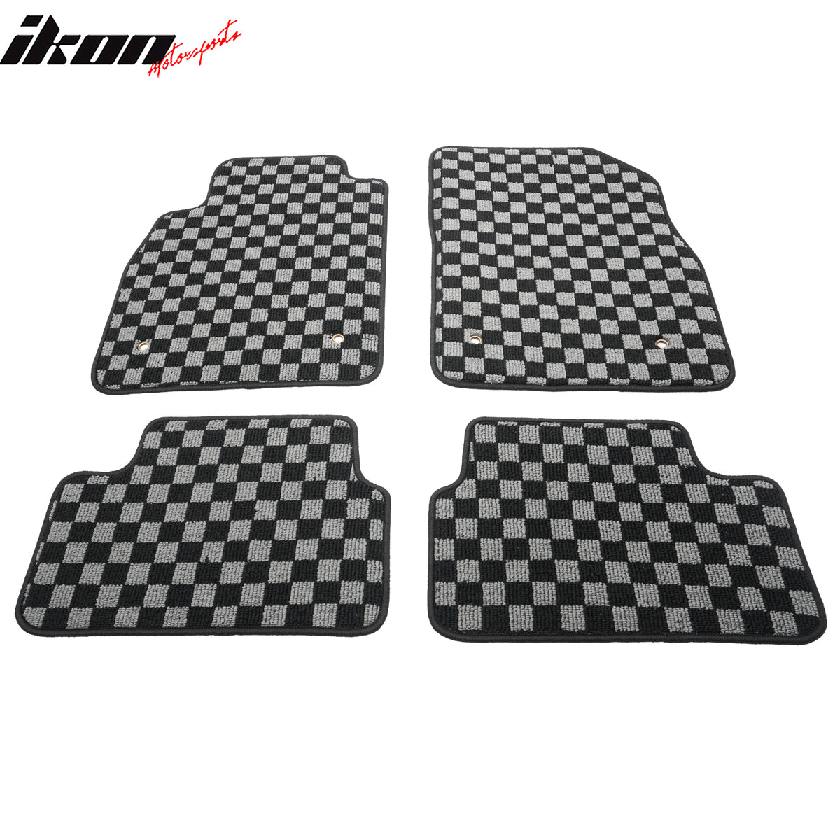 For 08-16 Chevrolet Cruze Floor Mats Non-Slip Carpets Checkered Black Gray Plaid