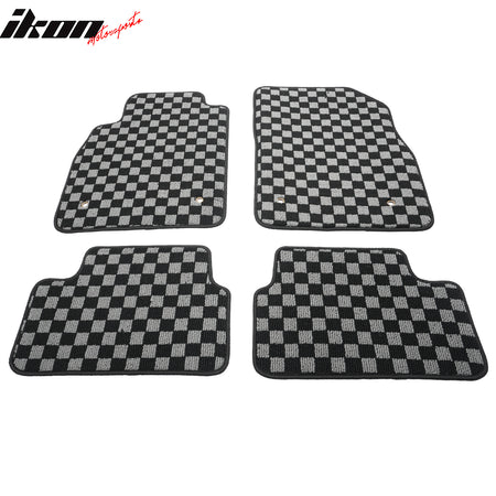 For 08-16 Chevrolet Cruze Floor Mats Non-Slip Carpets Checkered Black Gray Plaid