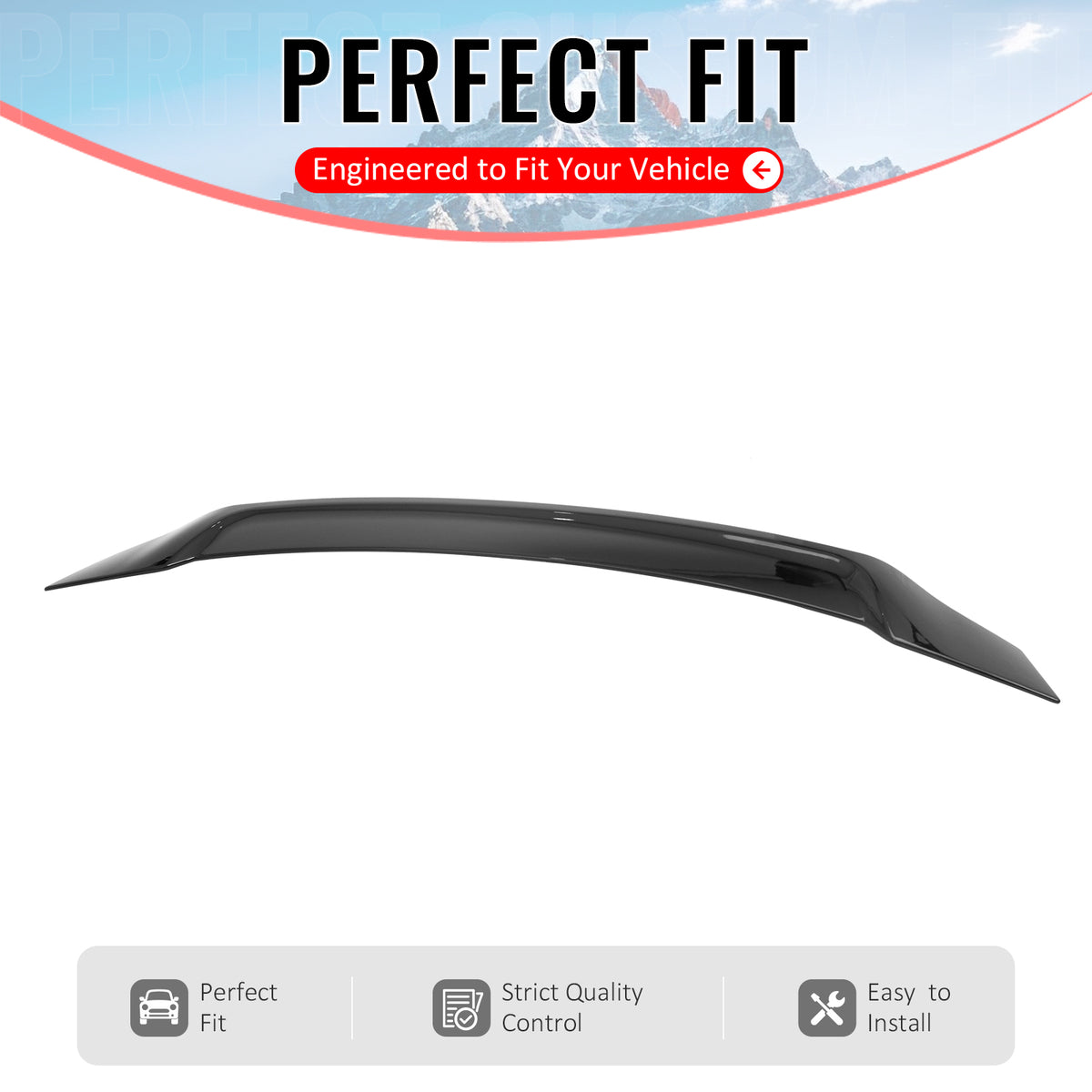 IKON MOTORSPORTS, Trunk Spoiler Compatible with 2008-2017 Mitsubishi Lancer Sedan 4-Door (EVO X / EVO 10), R Style Gloss Black ABS Plastic High Kick Duckbill Rear Trunk Lid Spoiler Wing Lip 1PC