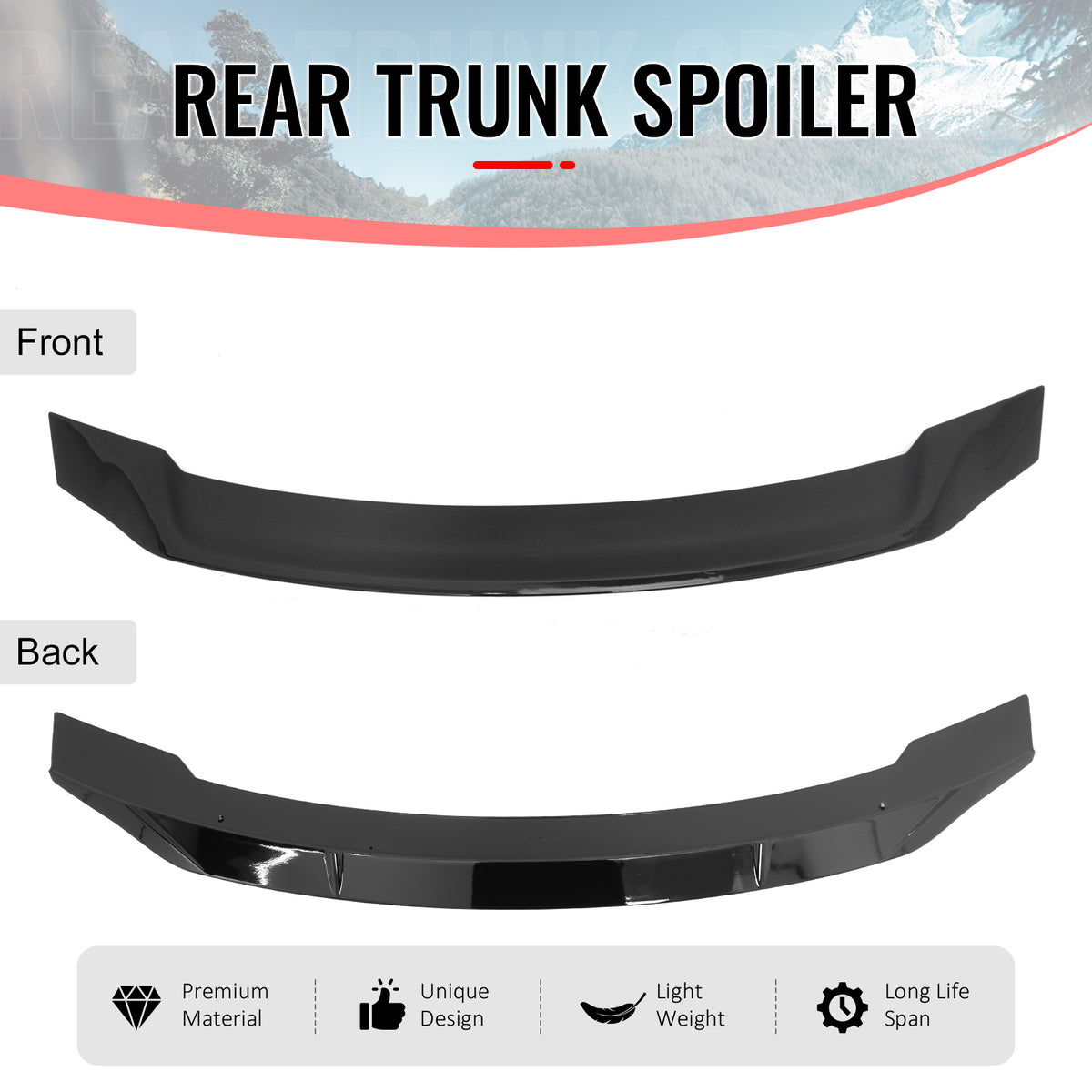 Fits 08-17 Mitsubishi Lancer EVO X 10 R Style Gloss Black Rear Trunk Spoiler ABS