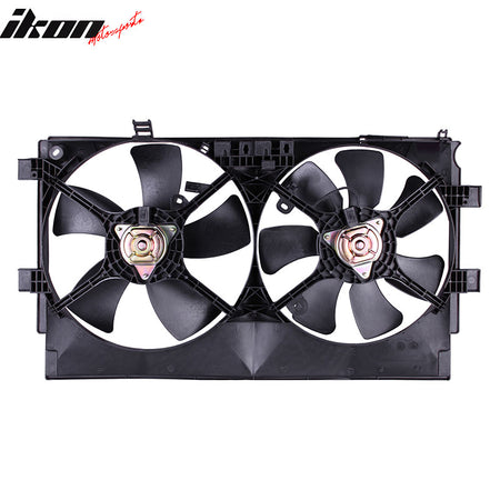 IKON MOTORSPORTS Radiator Cooling Fan Assembly Replacement for 2008-2017 Mitsubishi Lancer 2.0L 2.4L, 1355A131 MI3115139 Automotive Dual Engine Fans, Black